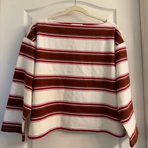 Banana Republic Boat Neck Red and Brown Striped Top